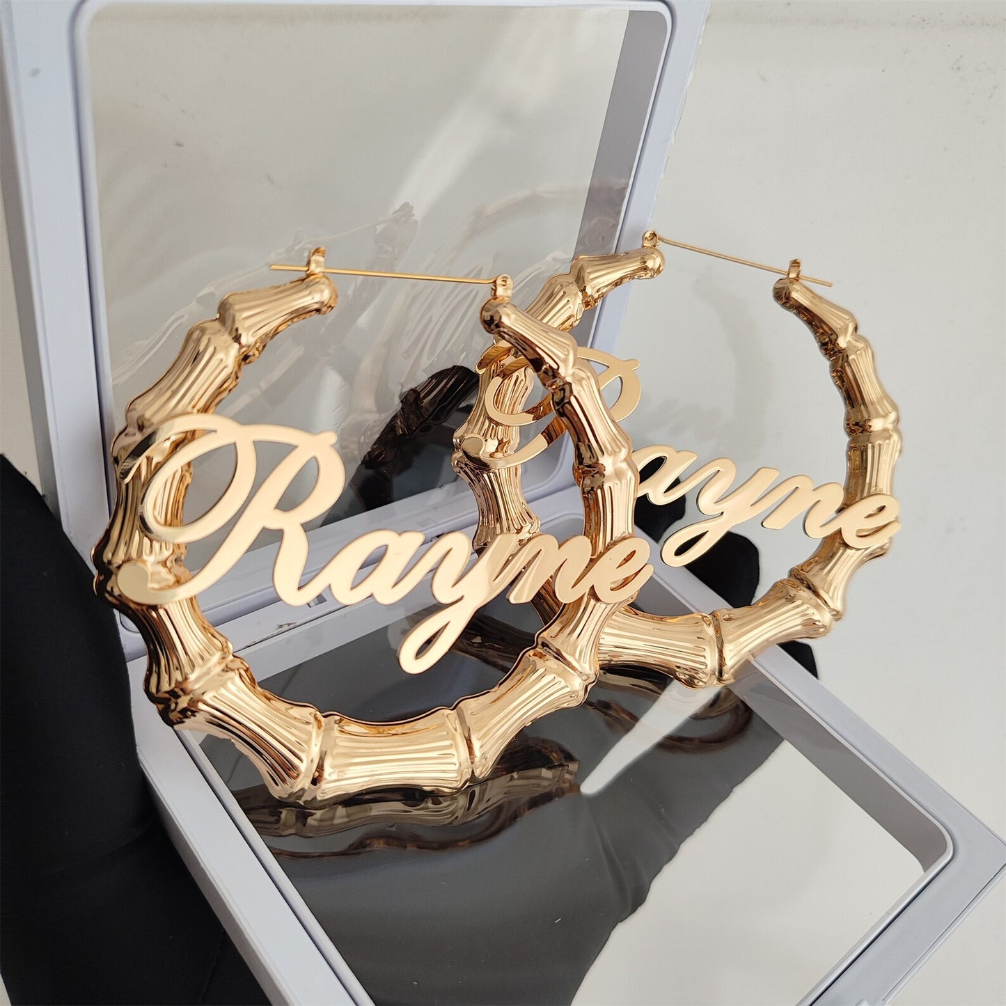 Custom Name Bamboo Earrings