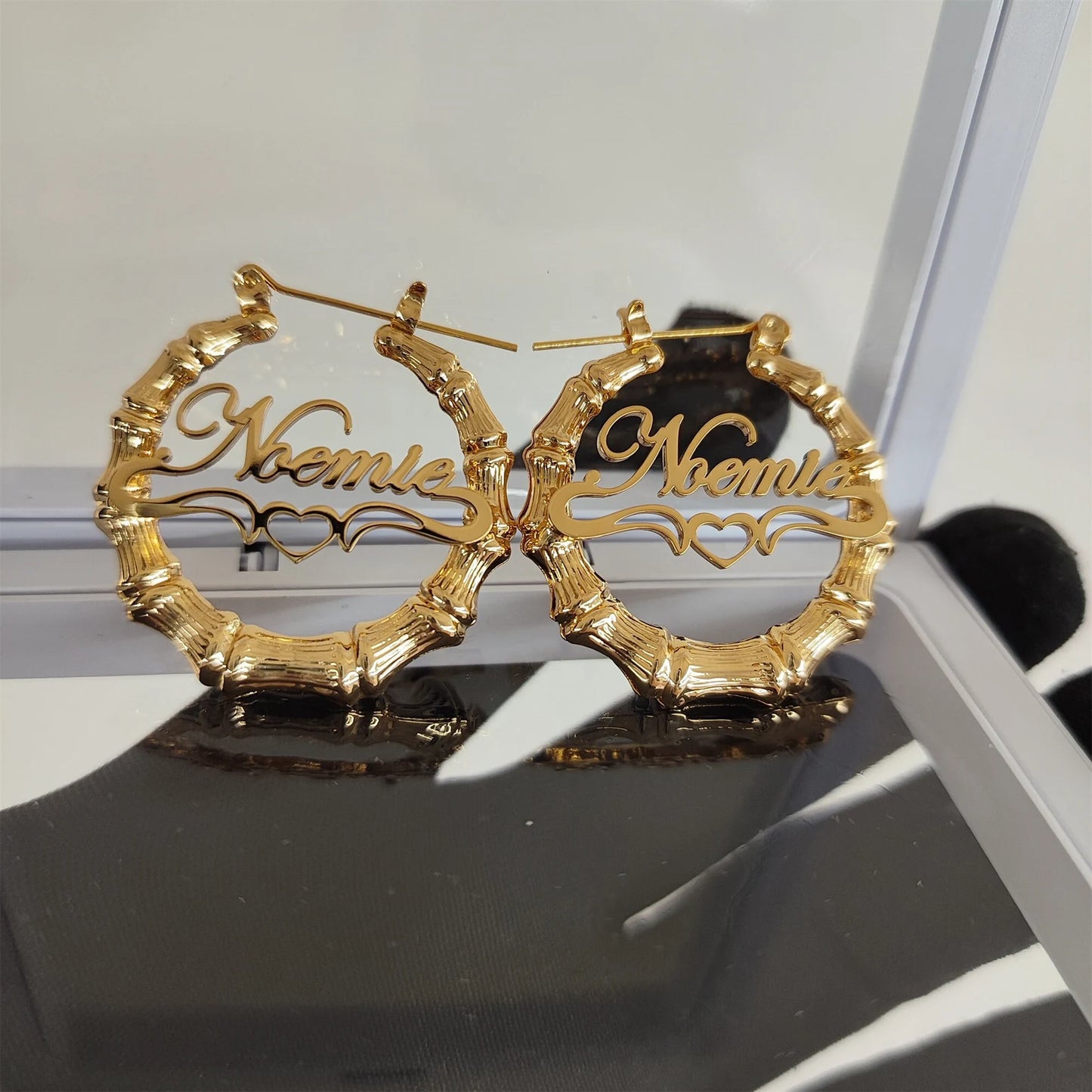 Custom Name Bamboo Earrings