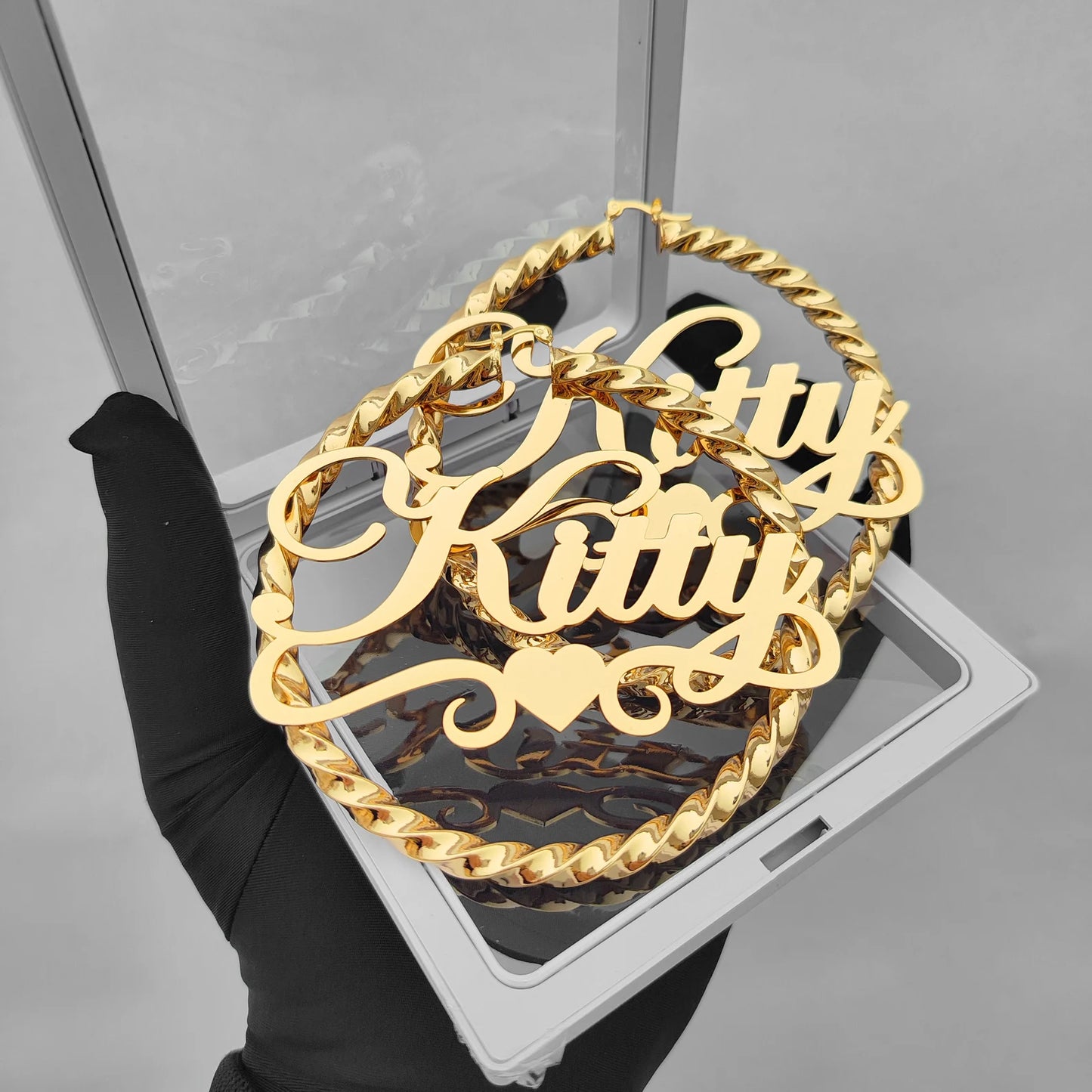 Custom Name Twisted Hoop Earrings