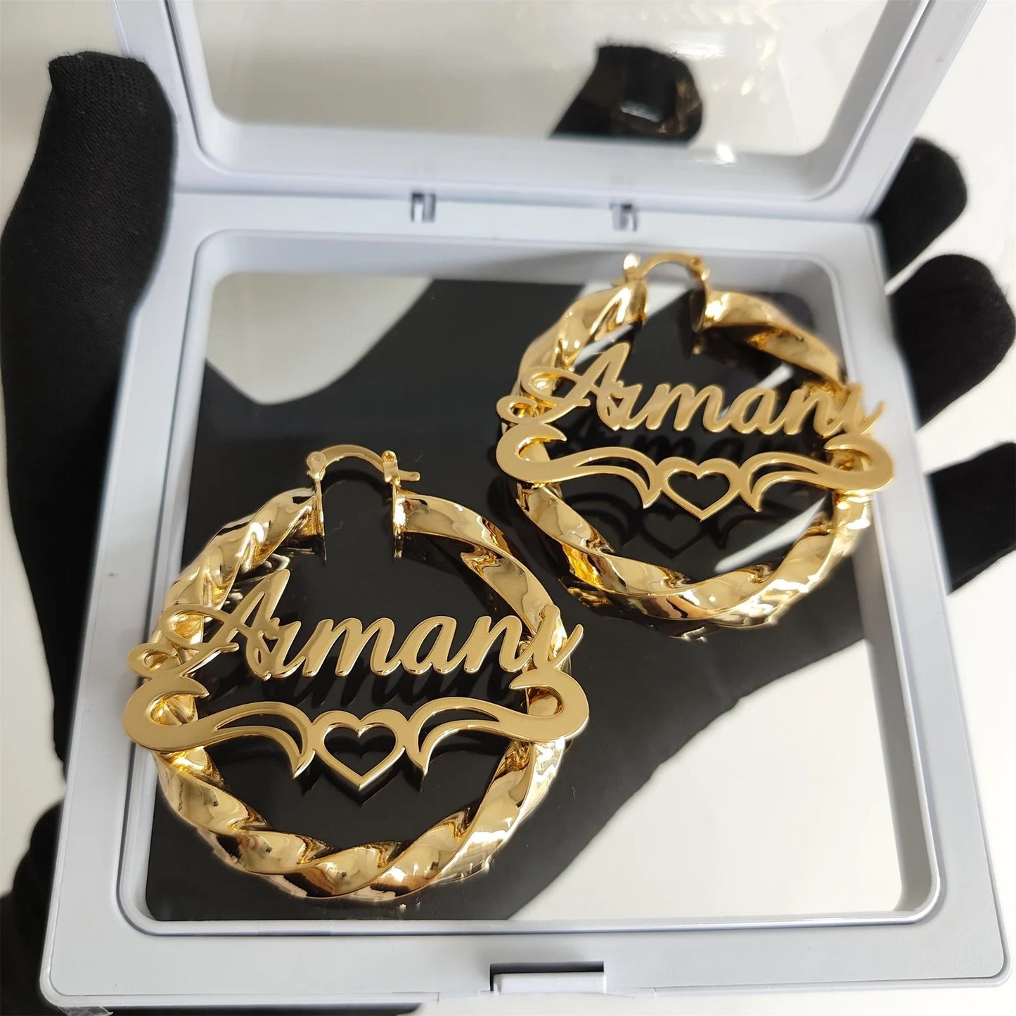Custom Name Twisted Hoop Earrings