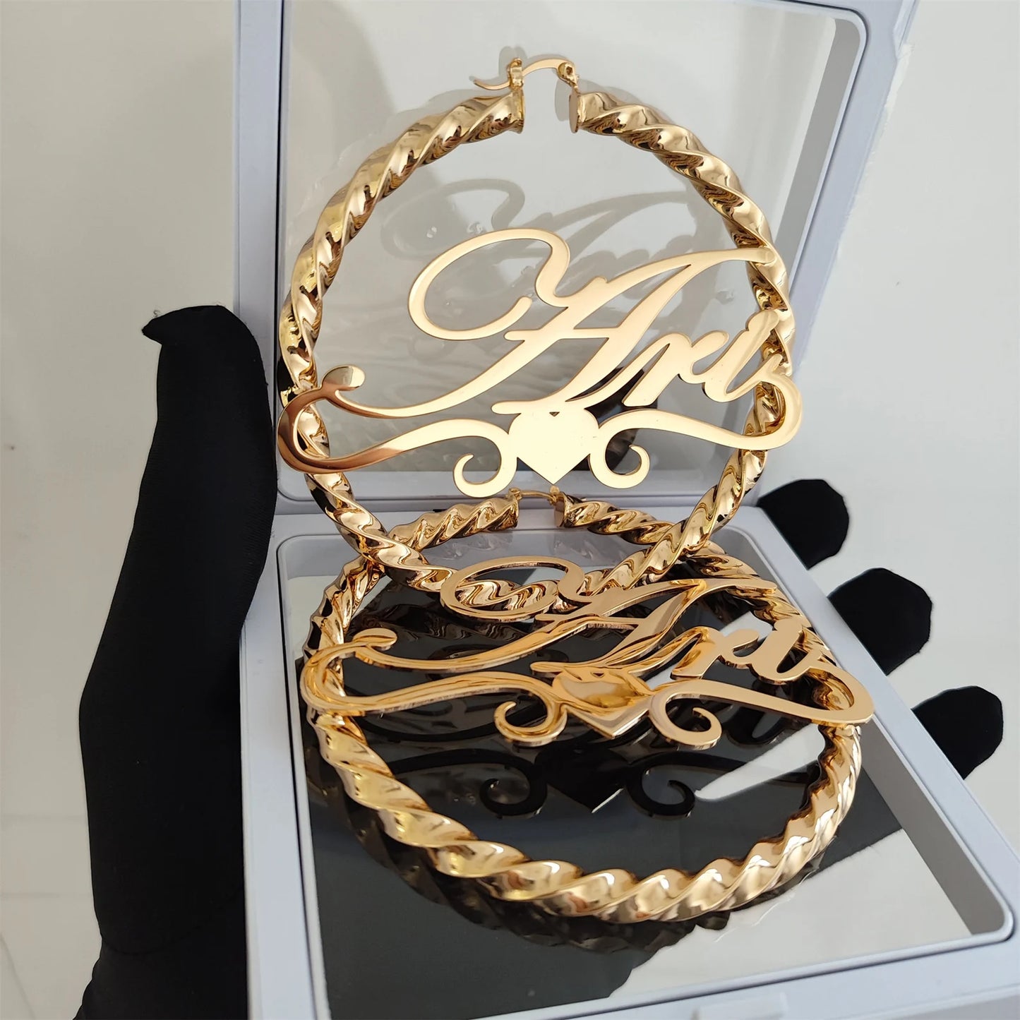 Custom Name Twisted Hoop Earrings