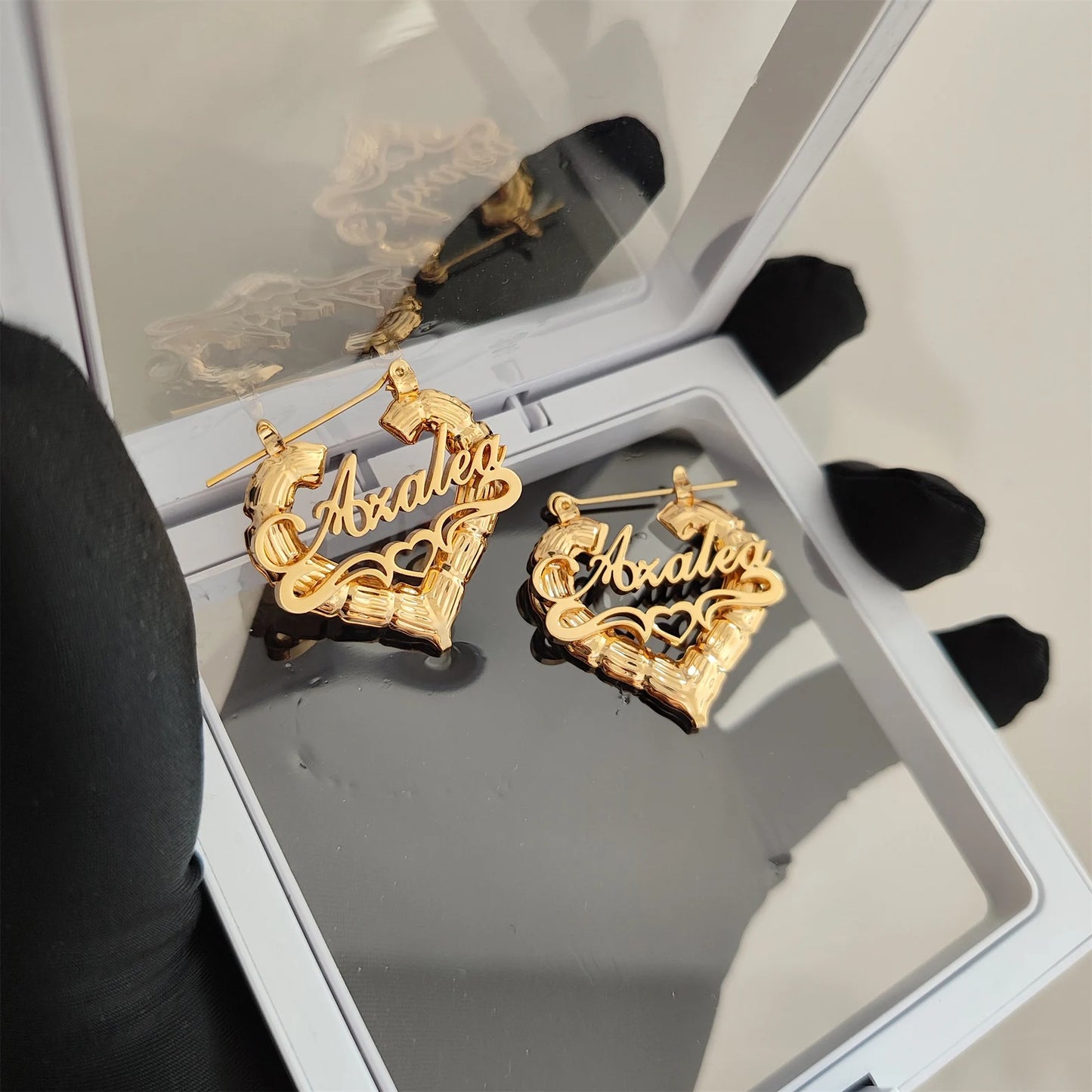 Custom Heart Bamboo Earrings