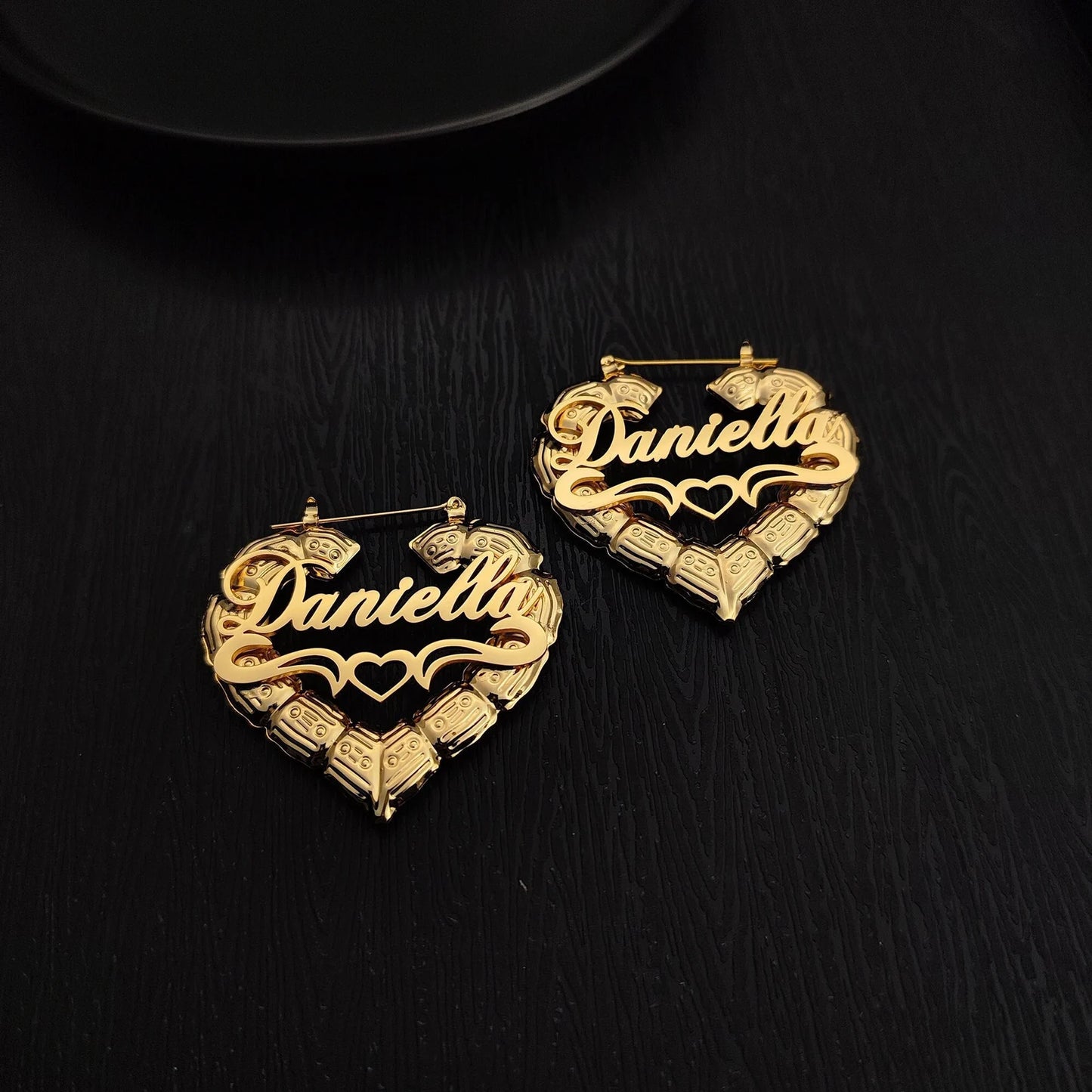 Custom Heart Bamboo Earrings